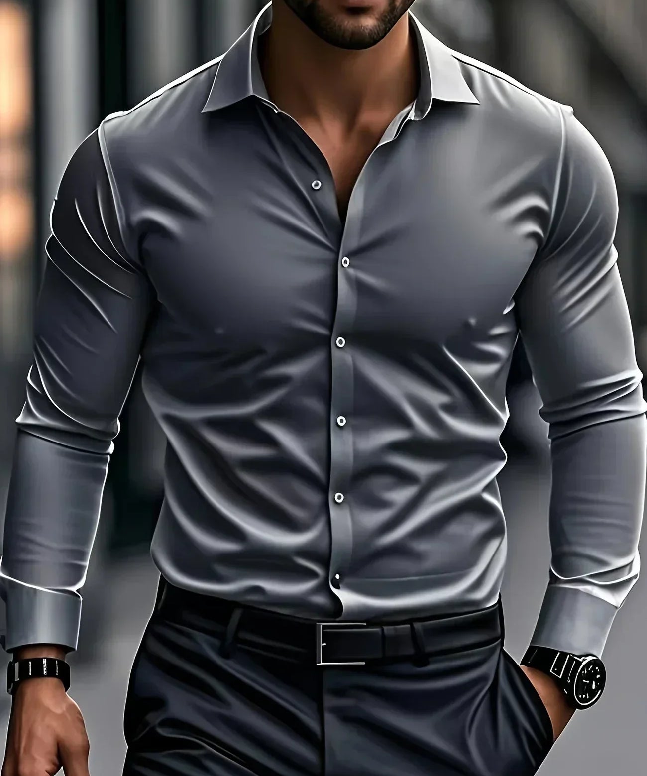 Валрил - Елегантна вталена риза с дълъг ръкав