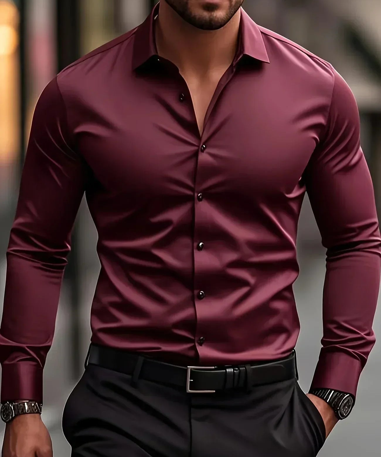 Валрил - Елегантна вталена риза с дълъг ръкав