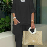 Златкор - Дамски небрежен комплект плюс размер от памучна смес