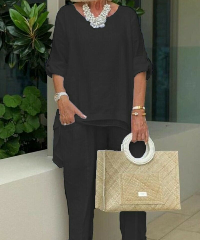 Златкор - Дамски небрежен комплект плюс размер от памучна смес