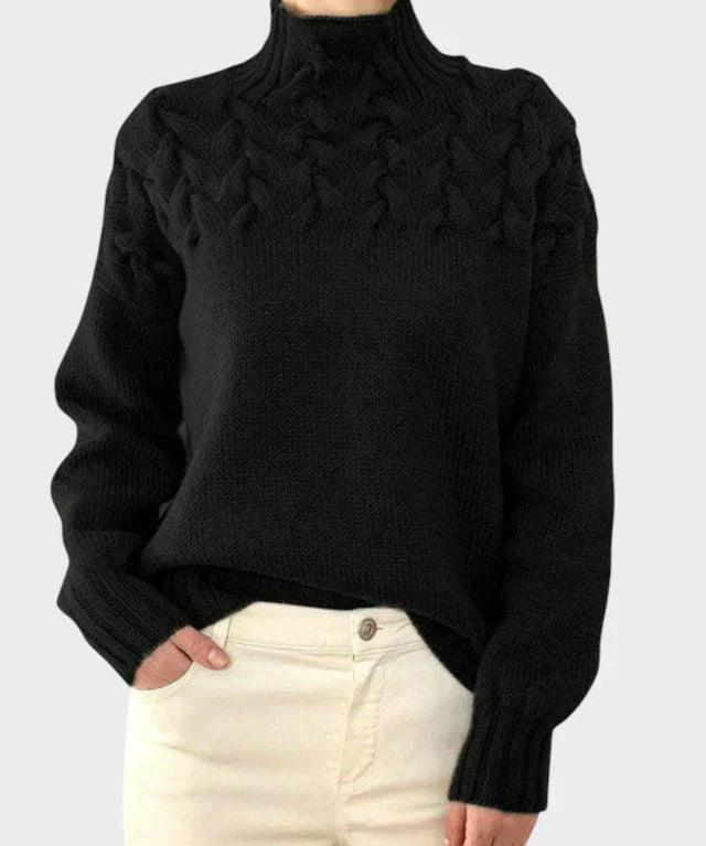 Адена - Дамски вълнен пуловер с яка