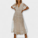 Зара - Миди рокля Lacey с V-образно деколте