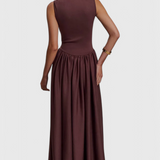 Залина - Миди рокля с квадратно деколте