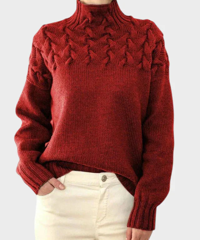 Адена - Дамски вълнен пуловер с яка