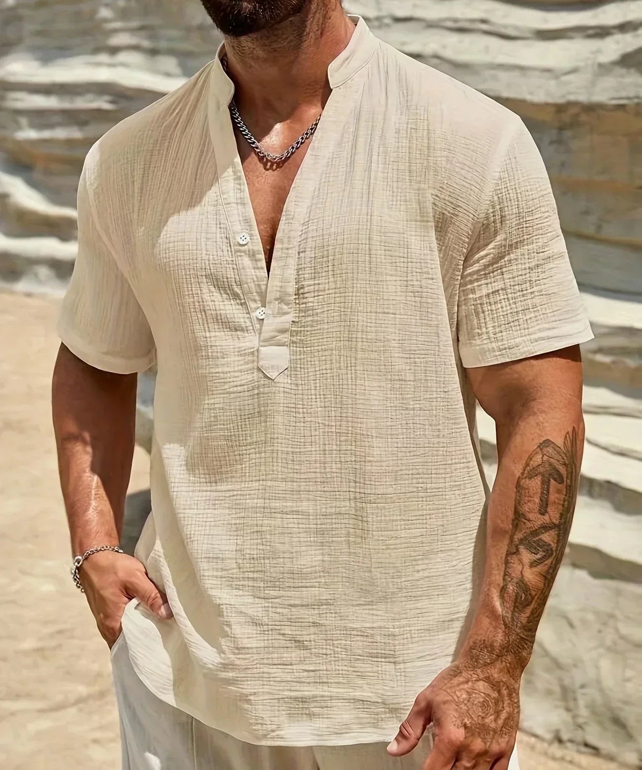 Богпре -Лятна риза с V-образно деколте