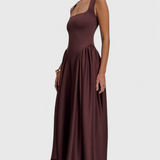 Залина - Миди рокля с квадратно деколте