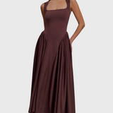 Залина - Миди рокля с квадратно деколте