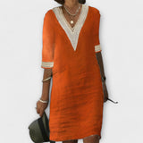 Донка - Дамска рокля от памук и лен