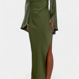 Жасмина -  Асиметрична макси рокля с едно рамо