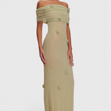 Емелина - Макси плетена рокля с открити рамене