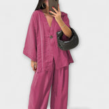 Освена - Casual V-образно деколте топ и панталон