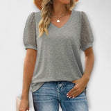 Селмира - Топ с V-образно деколте и прозрачни ръкави