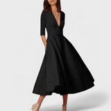 Елеонора - Елегантна рокля с V-образно деколте