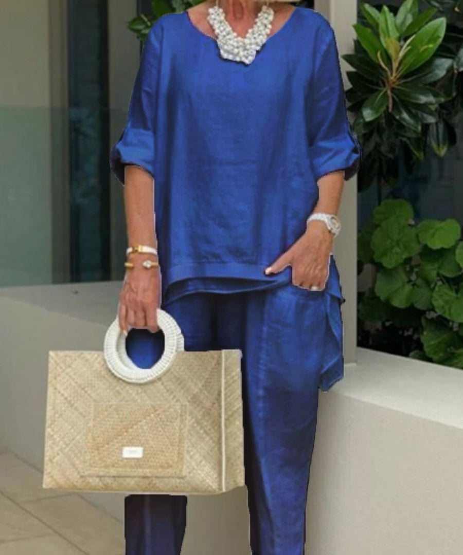 Златкор - Дамски небрежен комплект плюс размер от памучна смес