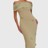 Емелина - Макси плетена рокля с открити рамене