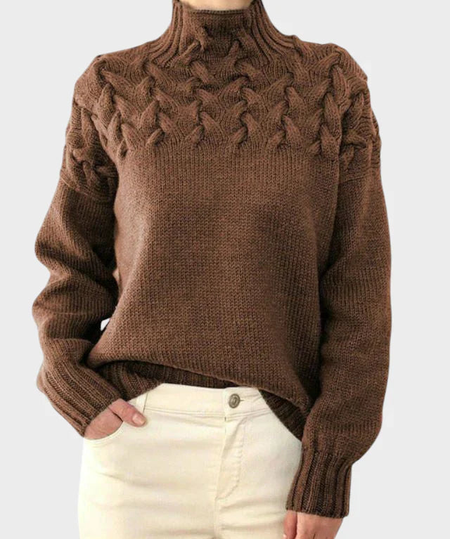 Адена - Дамски вълнен пуловер с яка