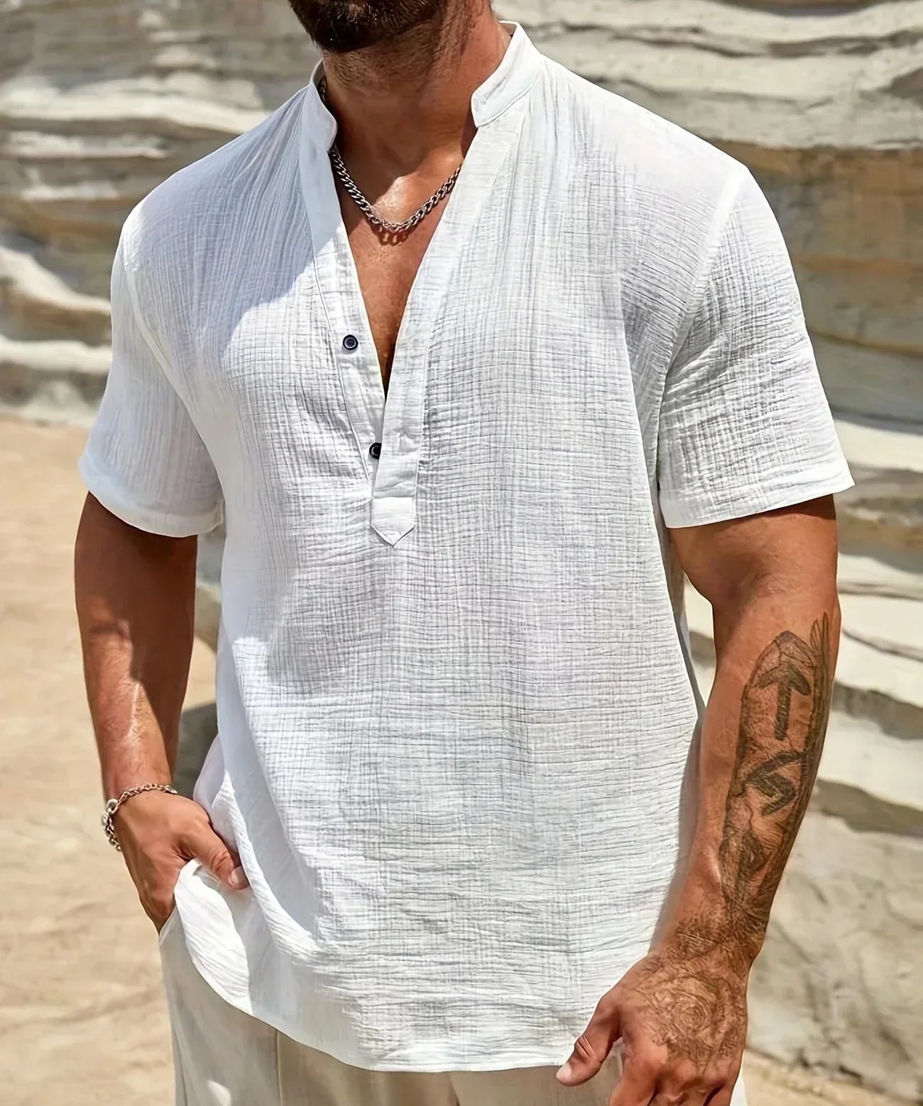 Богпре -Лятна риза с V-образно деколте