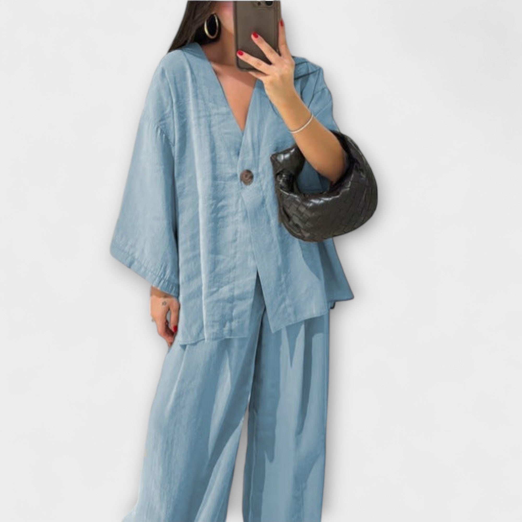 Освена - Casual V-образно деколте топ и панталон