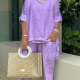 Златкор - Дамски небрежен комплект плюс размер от памучна смес