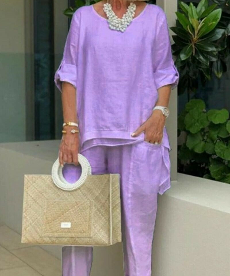 Златкор - Дамски небрежен комплект плюс размер от памучна смес