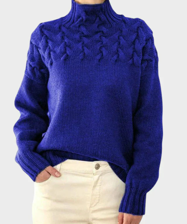 Адена - Дамски вълнен пуловер с яка