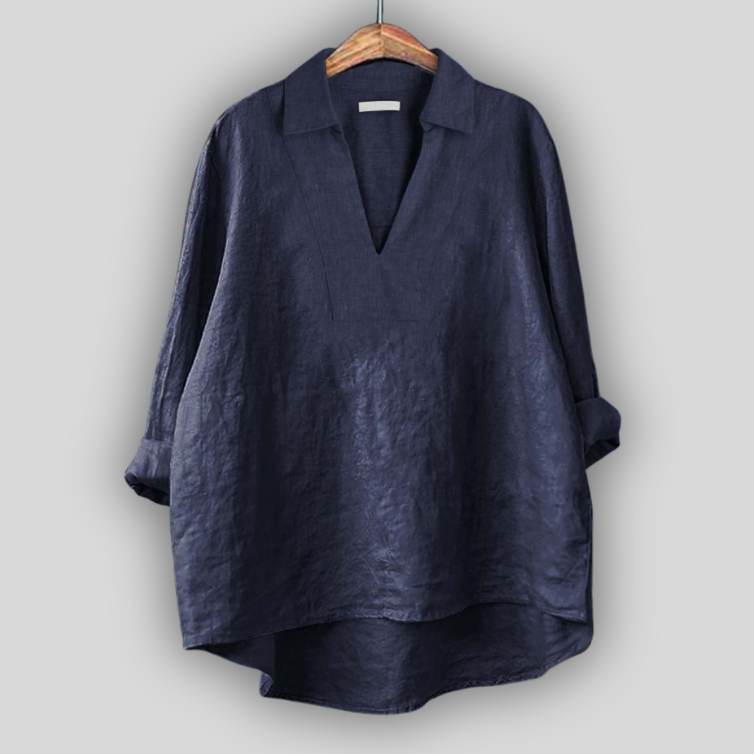 Елкня - Ленена блуза с детайл на яката.