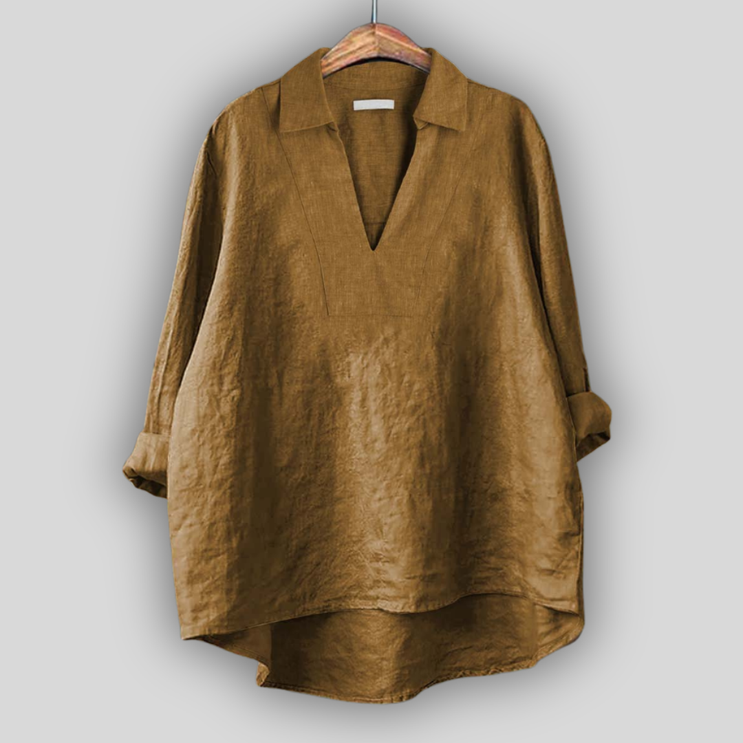 Елкня - Ленена блуза с детайл на яката.