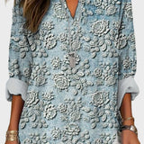 Ана - Синя блуза с флорални мотиви