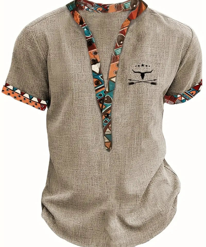 Боглев - Риза с къс ръкав и детайли на деколтето