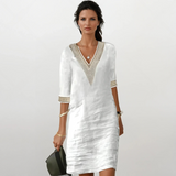 Донка - Дамска рокля от памук и лен