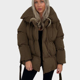 Ориана - Късо пухено яке с връзки на талията