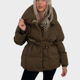 Ориана - Късо пухено яке с връзки на талията