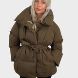 Ориана - Късо пухено яке с връзки на талията