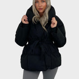 Ориана - Късо пухено яке с връзки на талията