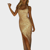 Керка - Елегантна рокля с висок цеп