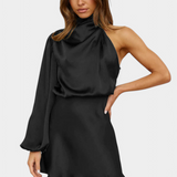 Здравина - Мини рокля с драпирано лого и едно рамо