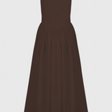 Залина - Миди рокля с квадратно деколте