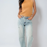 Елил - Светъл деним с широки крачоли