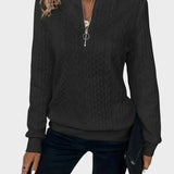 Бранислава - Дамски плетен пуловер с цип