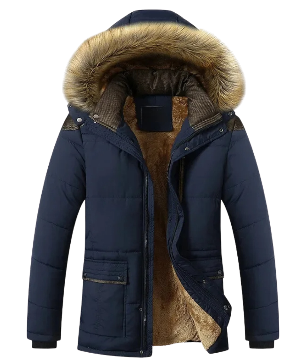 Велцар - Зимно палто с качулка и кожена подплата.