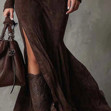 Вилина – Дълга суедова рокля Алесия