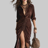 Герина - Миди рокля от кадифе