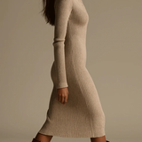 Глория - Миди рокля в бежов цвят