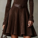 Галина – Мини рокля от винтидж замша