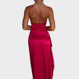 Елида - Макси рокля с едно рамо и висок цеп