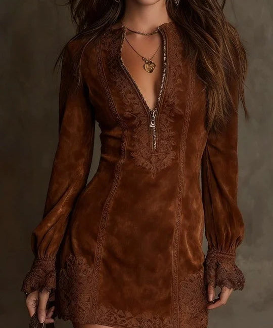 Виржиния - Мини суедово рокля