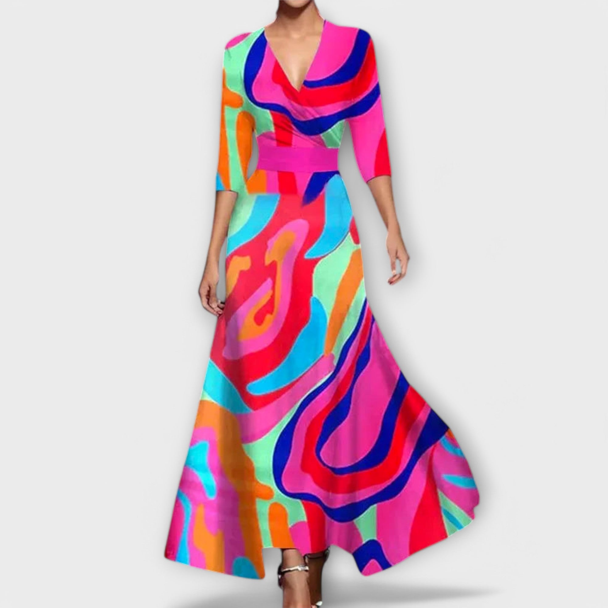 Жанета - Дамска рокля с елегантни ръкави