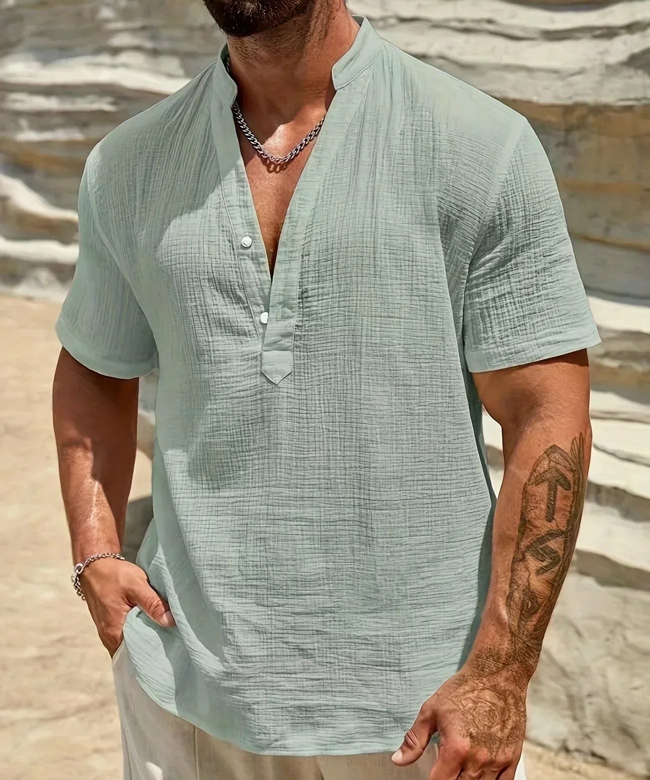 Богпре -Лятна риза с V-образно деколте