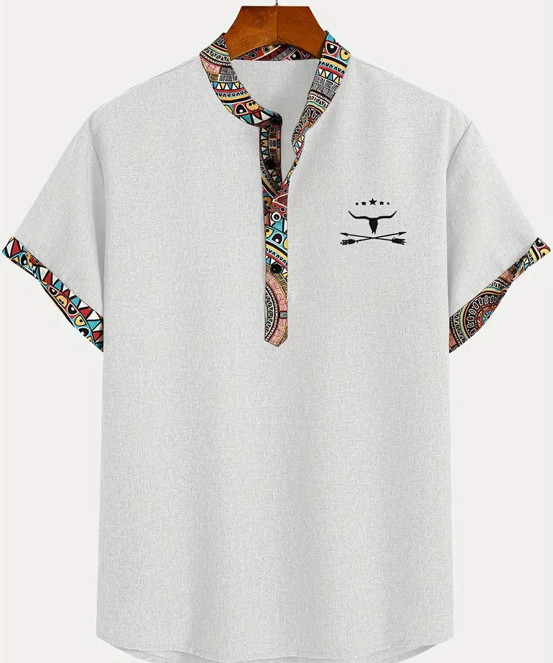 Боглев - Риза с къс ръкав и детайли на деколтето