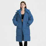 Олимпия - Класическо дълго пухено палто с качулка